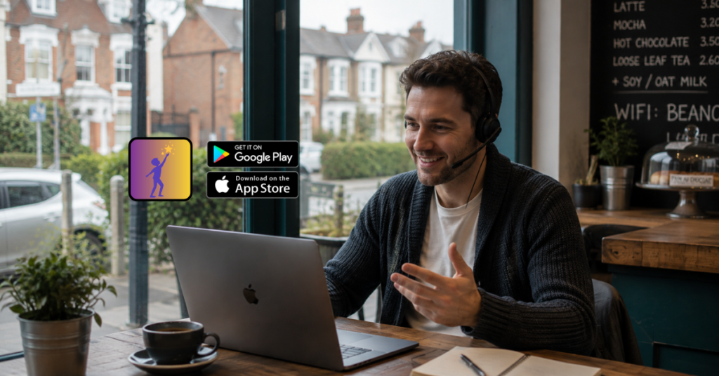 A man in Dublin using the Dromlik software to make a VoIP call.